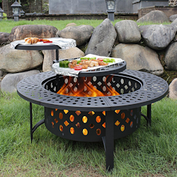 36 Inch Wood Burning Fire Pit with 2 Grills