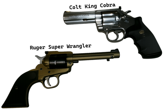 revolvers Colt King Cobra and Ruger Super Wrangler